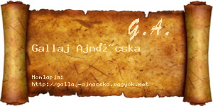 Gallaj Ajnácska névjegykártya